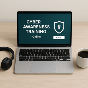 Online cyber awareness training – annual per-user licence with phishing, MFA, and device safety modules