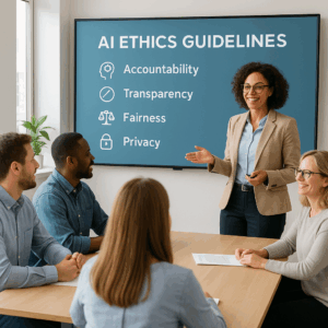 AI governance policy training – policy drafting, account security guidance, and staff training on safe AI use